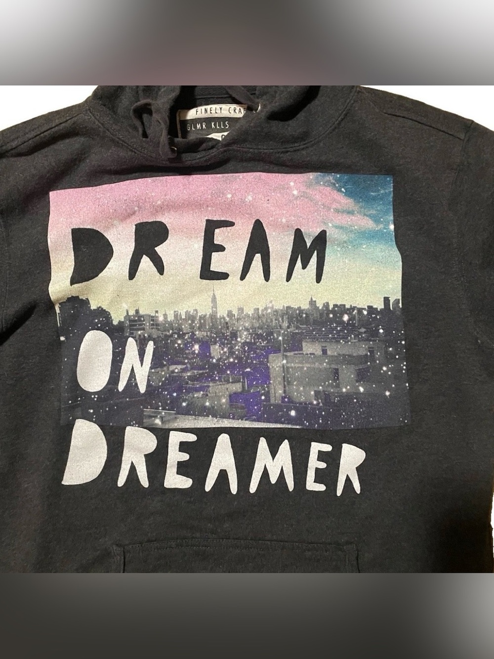 Glamour Kills Dark Grey 'Dream On Dreamer' Graphic Cityscape Hoodie View 2
